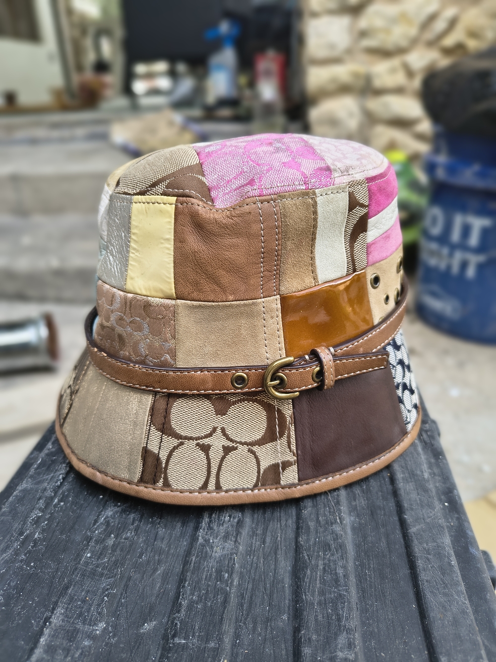 Coach Signature Canvas Hat with Light Blue Lining
